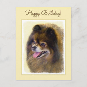 Pommeren Black en Tan Painting Original Dog Art Briefkaart