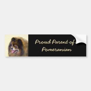 Pommeren Black en Tan Painting Original Dog Art Bumpersticker