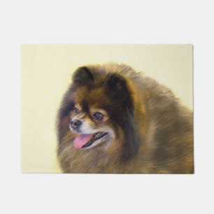 Pommeren Black en Tan Painting Original Dog Art Deurmat