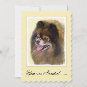 Pommeren Black en Tan Painting Original Dog Art Kaart