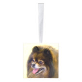 Pommeren Black en Tan Painting Original Dog Art Kubus Ornament (Rechts)