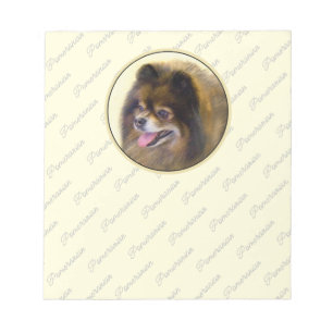 Pommeren Black en Tan Painting Original Dog Art Notitieblok