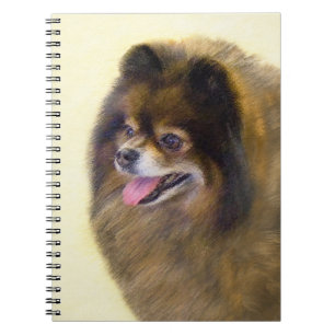 Pommeren Black en Tan Painting Original Dog Art Notitieboek
