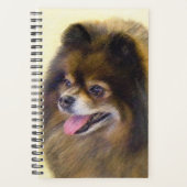 Pommeren Black en Tan Painting Original Dog Art Planner