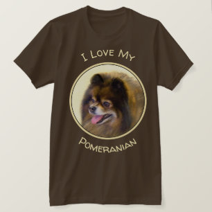 Pommeren Black en Tan Painting Original Dog Art T-shirt