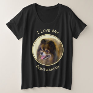 Pommeren Black en Tan schilderen oorspronkelijke h Grote Maat T-shirt