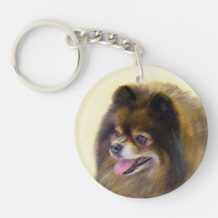 Pommeren Black en Tan schilderen oorspronkelijke h Sleutelhanger