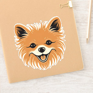 Pommeren Cute Dog Face Puppy Cartoon Contour Sticker