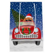 Pommeren die met sneeuwkerst rijden medium cadeauzakje (Achterkant)