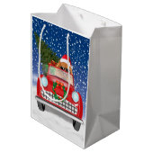 Pommeren die met sneeuwkerst rijden medium cadeauzakje (Achterkant Gekanteld)