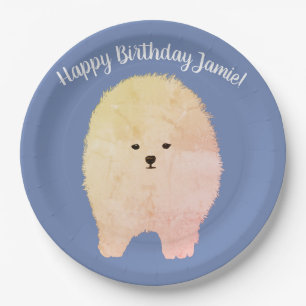 Pommeren Dog, Birthday Custom Paper Borden Papieren Bordje