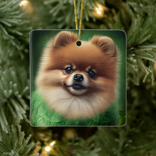 Pommeren Dog in St. Patrick's Day Dress Keramisch Ornament