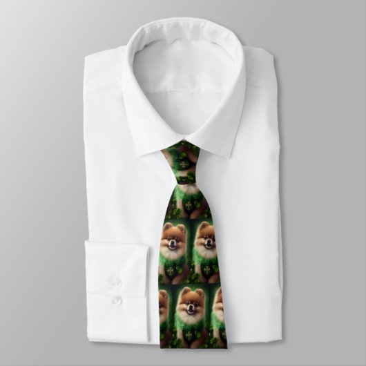 Pommeren Dog in St. Patrick's Day Dress Stropdas (Gebonden)