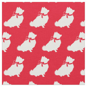 Pommeren Dog Silhouette Pet Red Stof