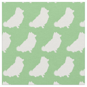 Pommeren Dog Silhouette Pet Sage Green Stof