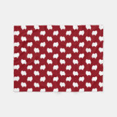 Pommeren Dog Silhouettes Pattern Red en White Fleece Deken (Voorkant (Horizontaal))