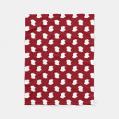 Pommeren Dog Silhouettes Pattern Red en White Fleece Deken (Voorkant)