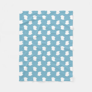 Pommeren Dog Silhouettes Pattern White en Blue Fleece Deken