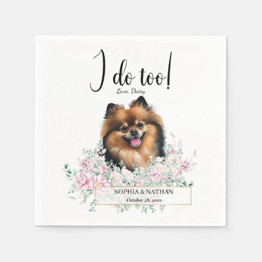 Pommeren Dog Wedding Cocktail Napkins Servet (Voorkant)