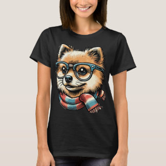Pommeren dragen van een bril t-shirt
