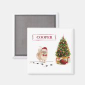 Pommeren Funny-kersthond met boom Magneet (Voorkant / Achterkant)