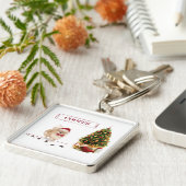 Pommeren Funny-kersthond met boom Sleutelhanger (Zijkant)