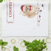 Pommeren Funny-kersthond met boom Theedoek (Gevouwen)