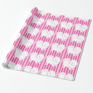 Pommeren Gift wrapping papier hete roze strepen