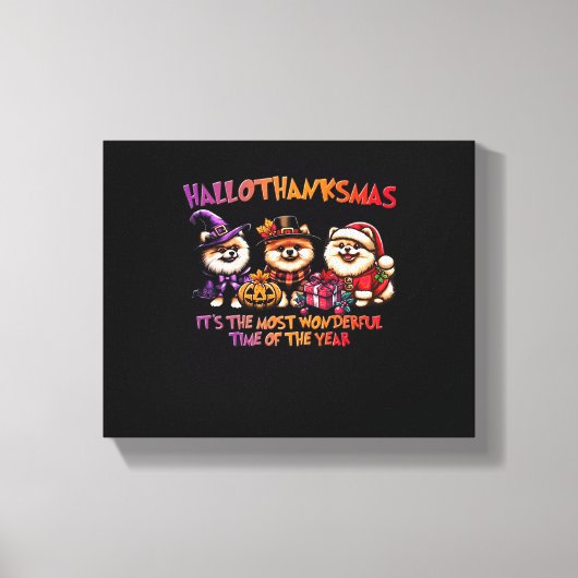 Pommeren Halloween Thanksgiving Christmas Classi Canvas Afdruk (Voorkant)