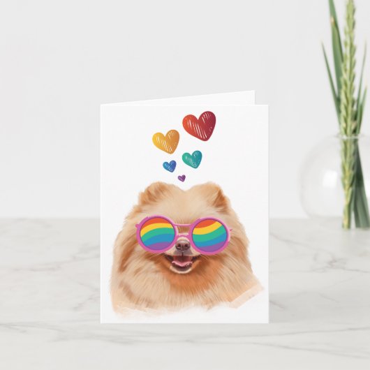 Pommeren Hond met hartenValentijnsdag Kaart (Voorkant)