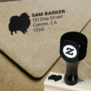 Pommeren Hondenras Silhouette Return-adres Rubberstempel