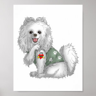 Pommeren Ik hou van Tattoo Dog Shirt Funny Mothe Poster