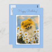 Pommeren in Daisies schilderen - Oorspronkelijke h Briefkaart (Voorkant / Achterkant)