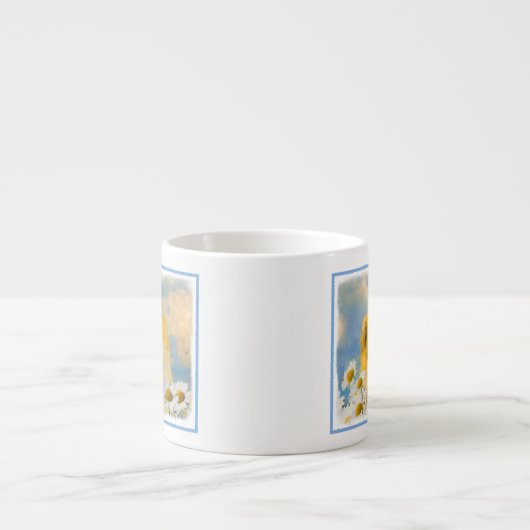 Pommeren in Daisies schilderen - Oorspronkelijke h Espresso Kop (Voorkant)