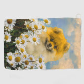 Pommeren in Daisies schilderen - Oorspronkelijke h Golfhanddoek (Horizontaal)