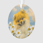 Pommeren in Daisies schilderen - Oorspronkelijke h Ornament (voorkant)