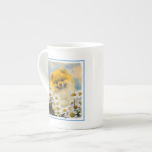Pommeren in Daisies schilderen - Oorspronkelijke h Porselein Kop