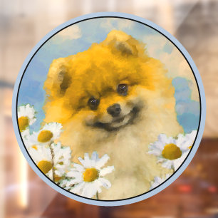 Pommeren in Daisies schilderen - Oorspronkelijke h Raamsticker
