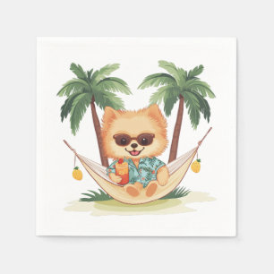 Pommeren in een hangmat Hawaiiaans Shirt Servet