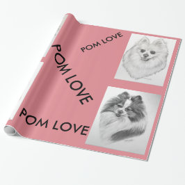 Pommeren Love wrapping paper original artwork Cadeaupapier
