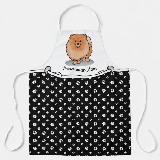 Pommeren mama Pom Mam (oranje rood) Cute Dog Mam Schort (Voorkant)