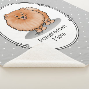 Pommeren mama Pom Mam (oranje rood) Cute Dog Mam Sherpa Deken