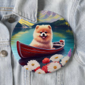 Pommeren op een peddel: een Schilderachtig avontuu Ronde Button 6,0 Cm (In situ)