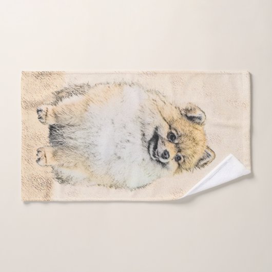 Pommeren (Oranje) schilderen - Oorspronkelijke hon Bad Handdoek (Handdoek)