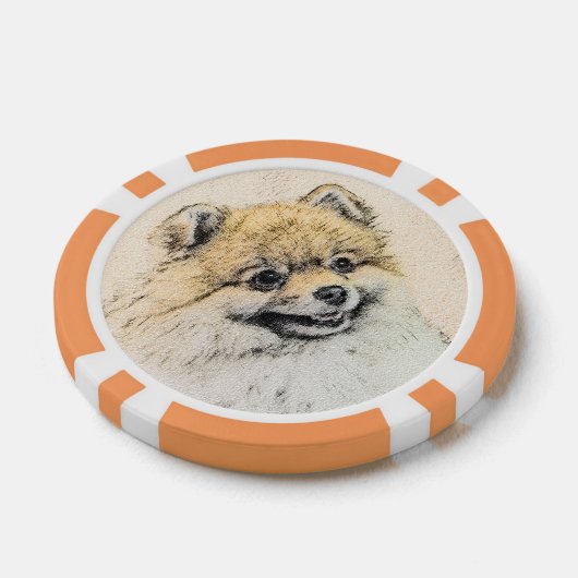 Pommeren (Oranje) schilderen - Oorspronkelijke hon Poker Chips (Enkel)
