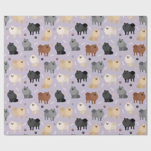 Pommeren Paw-prints en Botten van honden die wikk Cadeaupapier (Vlak)