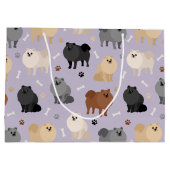 Pommeren Paw-prints en Dog Botten Grote Gift Bag Groot Cadeauzakje (Achterkant)