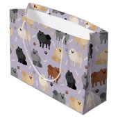 Pommeren Paw-prints en Dog Botten Grote Gift Bag Groot Cadeauzakje (Achterkant Gekanteld)