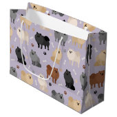 Pommeren Paw-prints en Dog Botten Grote Gift Bag Groot Cadeauzakje (Voorkant Gekanteld)