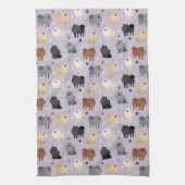 Pommeren Paw-prints en Dog Botten Kitchen Towel Theedoek (Verticaal)